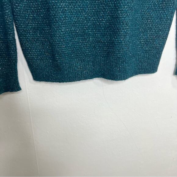 Banana Republic Filpucci Fine Italian Green Teal Silver Yarn Sweater Size Medium - Picture 8 of 12